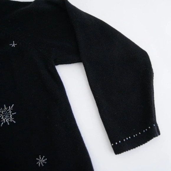 Vintage Stitches In Time Black Winter  Floral Button Up Cardigan Sweater 1X - Picture 2 of 9